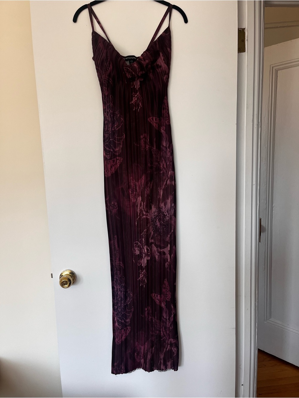 PrettyLittleThing purple pleated cowl neck maxi dress